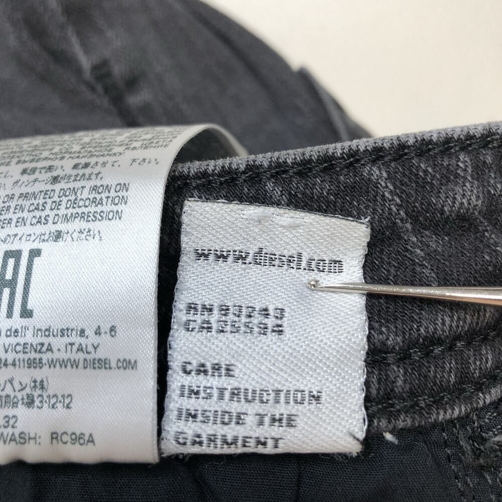 Diesel Safado-R Regular Slim Straight Men’s Jeans 30x25 Button Black Distressed - Picture 10 of 13